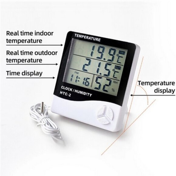 🌷NEW Digital Hygrometer Thermometer Humidity Temperature Weather Station Clock - Picture 4 of 16